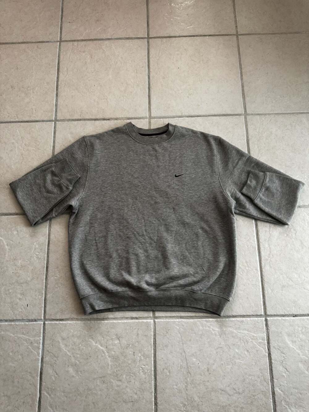 Vintage Nike Gray Crewneck Sweatshirt with Embroidered Mini Swoosh Size XL